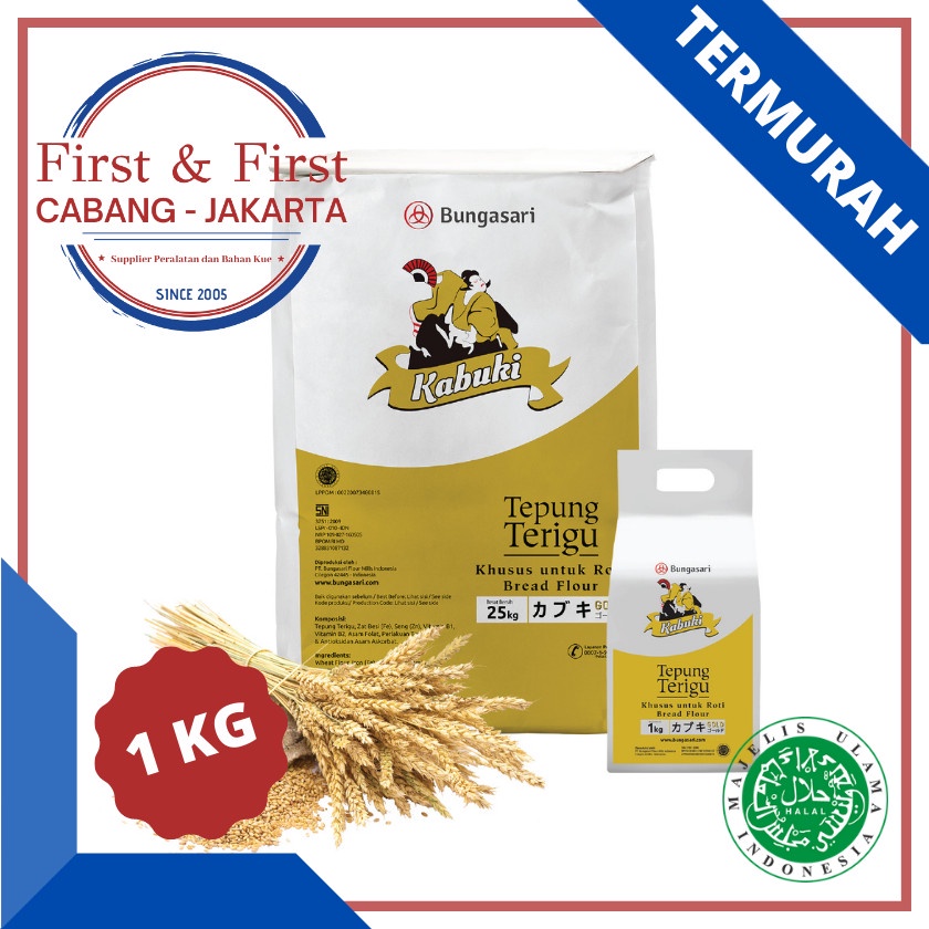 

[MAREM] BUNGASARI TEPUNG TERIGU KABUKI GOLD 1 KG - TEPUNG ROTI KABUKI GOLD 1KG