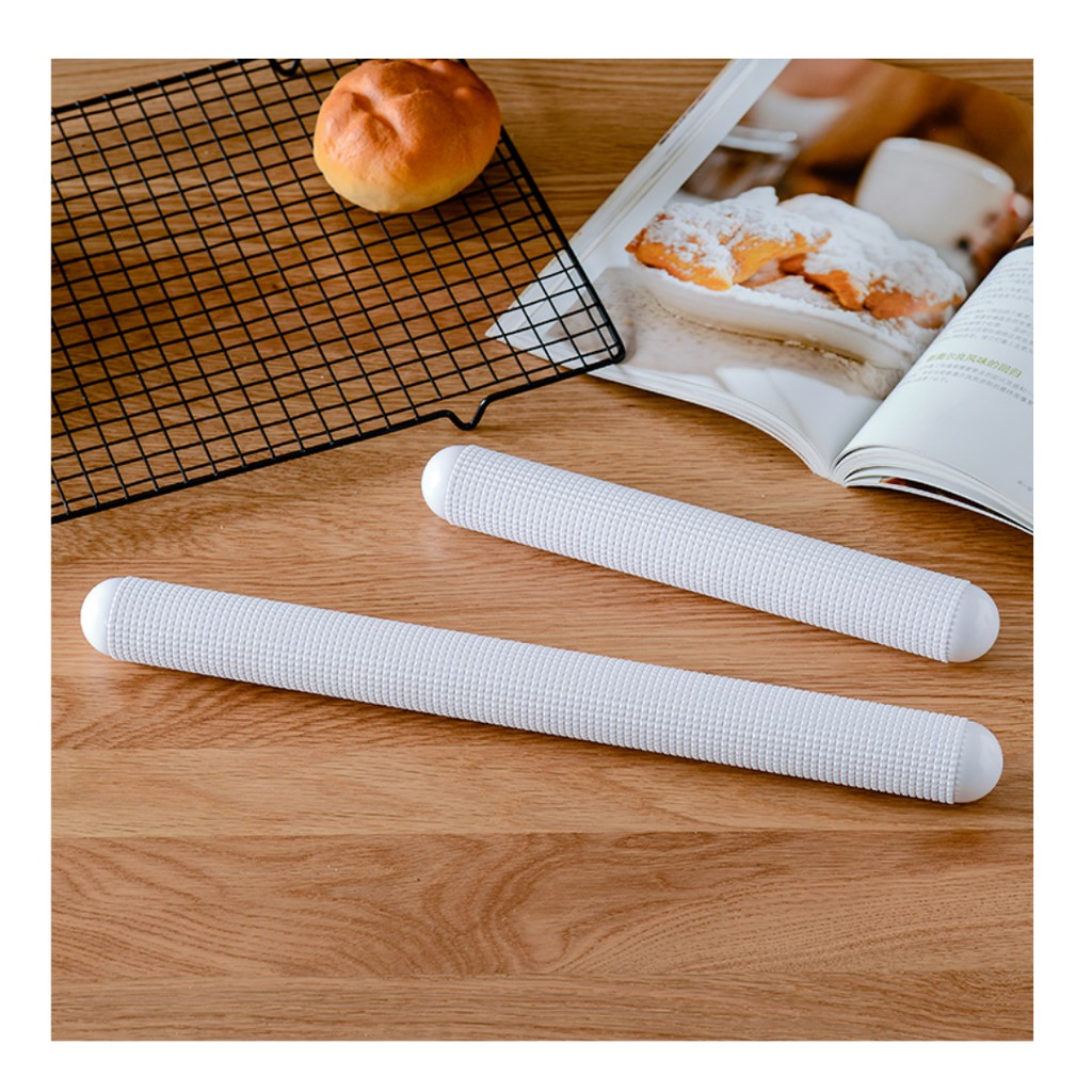 Rolling Pin / Rolling Pin Jepang Emboss Putih Panjang 37 Cm Import