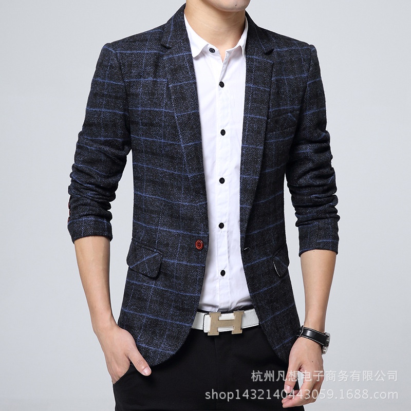 JAS Blazer Pria Jas Kasual Slim Fit Korea Satu Ba