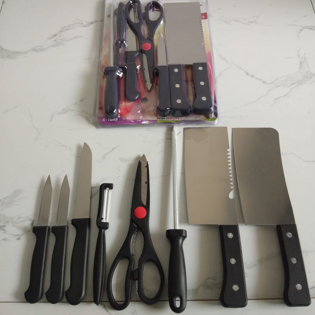PISAU SET 8PCS GSF G-1068 / PISAU DAPUR SET ISI 8 PCS KITCHEN KNIFE SET GSF / SET PISAU DAPUR ISI 8 PCS STAINLESS ANTI KARAT GSF 1068 / GSF G 1068 / GSF G-1068