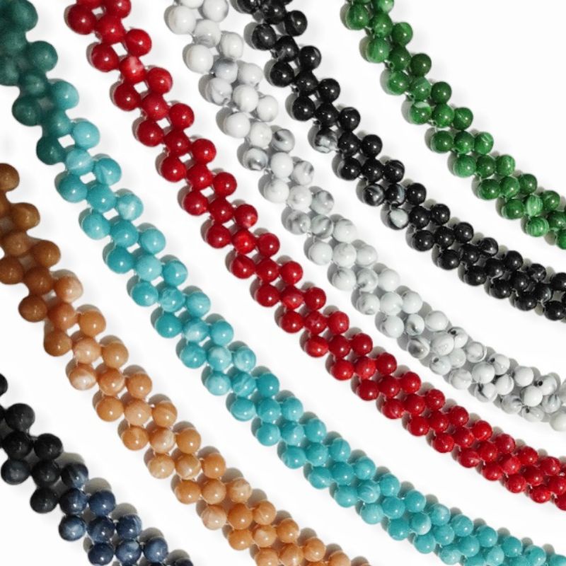 Kamala Marble Beads Choker Necklace Kalung Anyam Motif Marmer Handmade