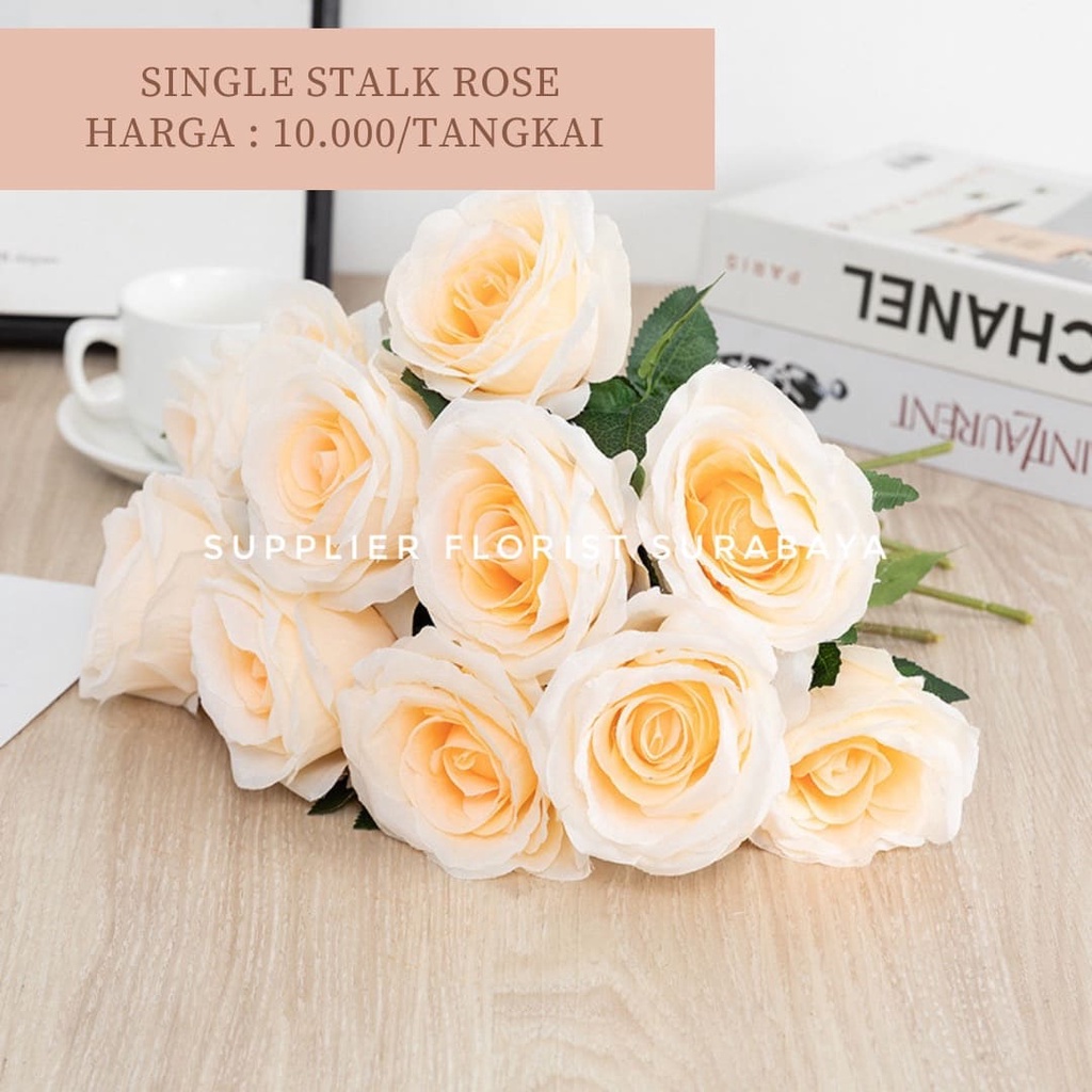 SINGLE STALK ROSE BUNGA PALSU ARTIFICIAL FLOWER MAWAR PREMIUM