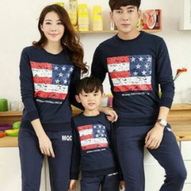 Kaos family bendera lengan panjang - baju pasangan