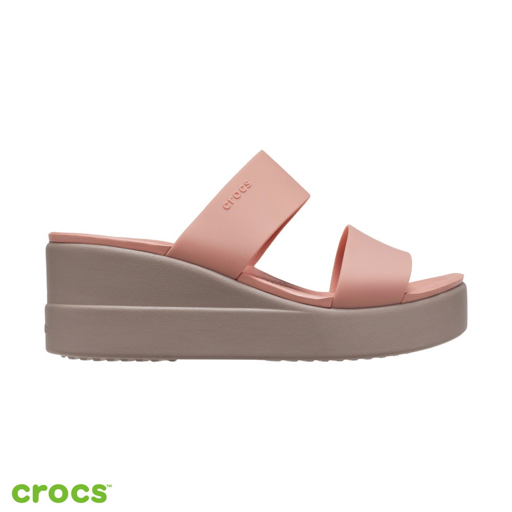 CROCS BROKLYN SLIDE / SANDAL FLIP FLOP / SANDAL WANITA / FASHION WANITA / FASHION KOREA  - PEACH