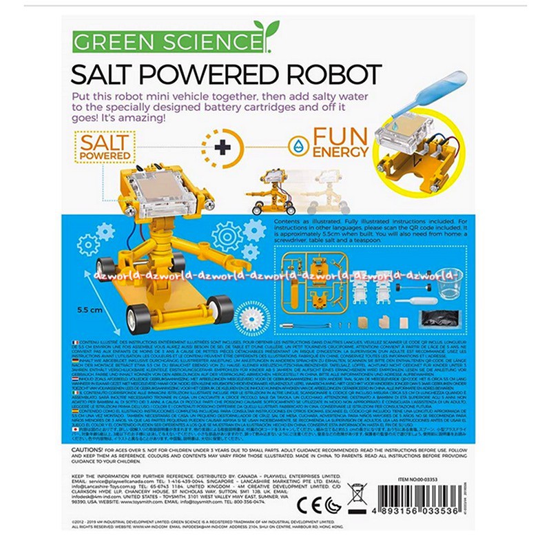 Green Science Salt Powered Robot Kit Robot DIY Membuat Robot Tentang nilai sumber daya alternatif