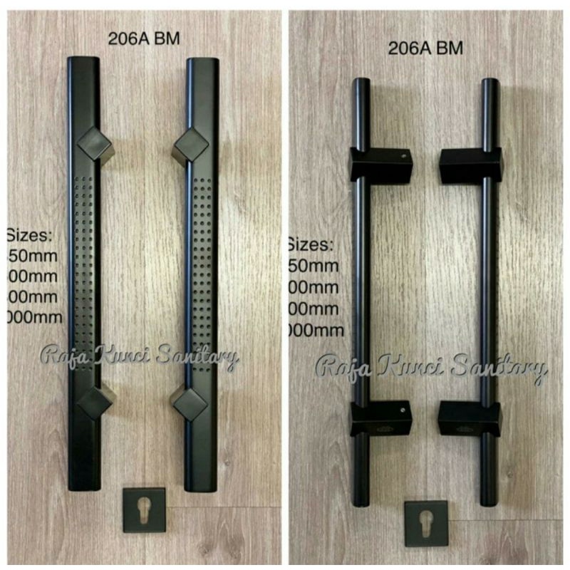 Pull Handle SES 206 A - 80 cm Black Matt/Hitam SUS 304/Tarikan Pintu