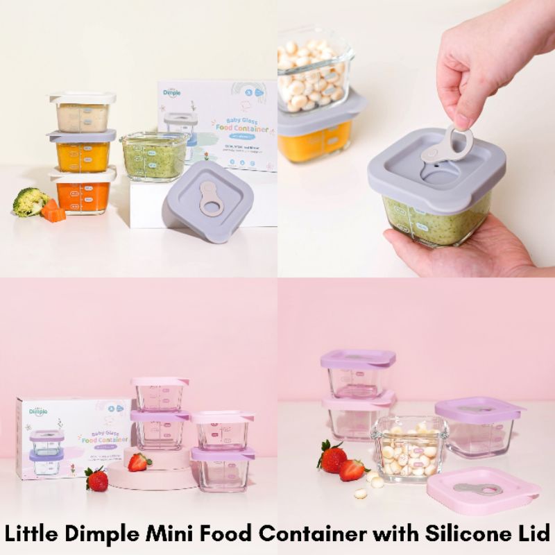 Little Dimple Baby Food Container with Silicone Lid / Kotak makanan bayi