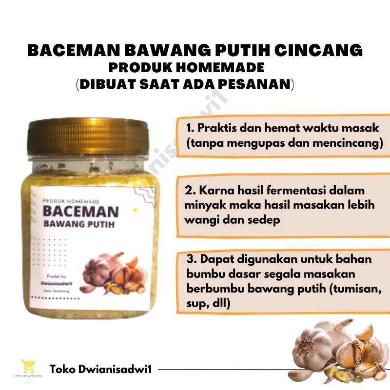 

Bawang Putih Cincang Dalam Minyak / Garlic in Oil / Bawang Putih Cincang / Bawang Cincang / Baceman Bawang / Baceman Bawang Putih Cincang / Baceman Bawang Putih Dalam Minyak