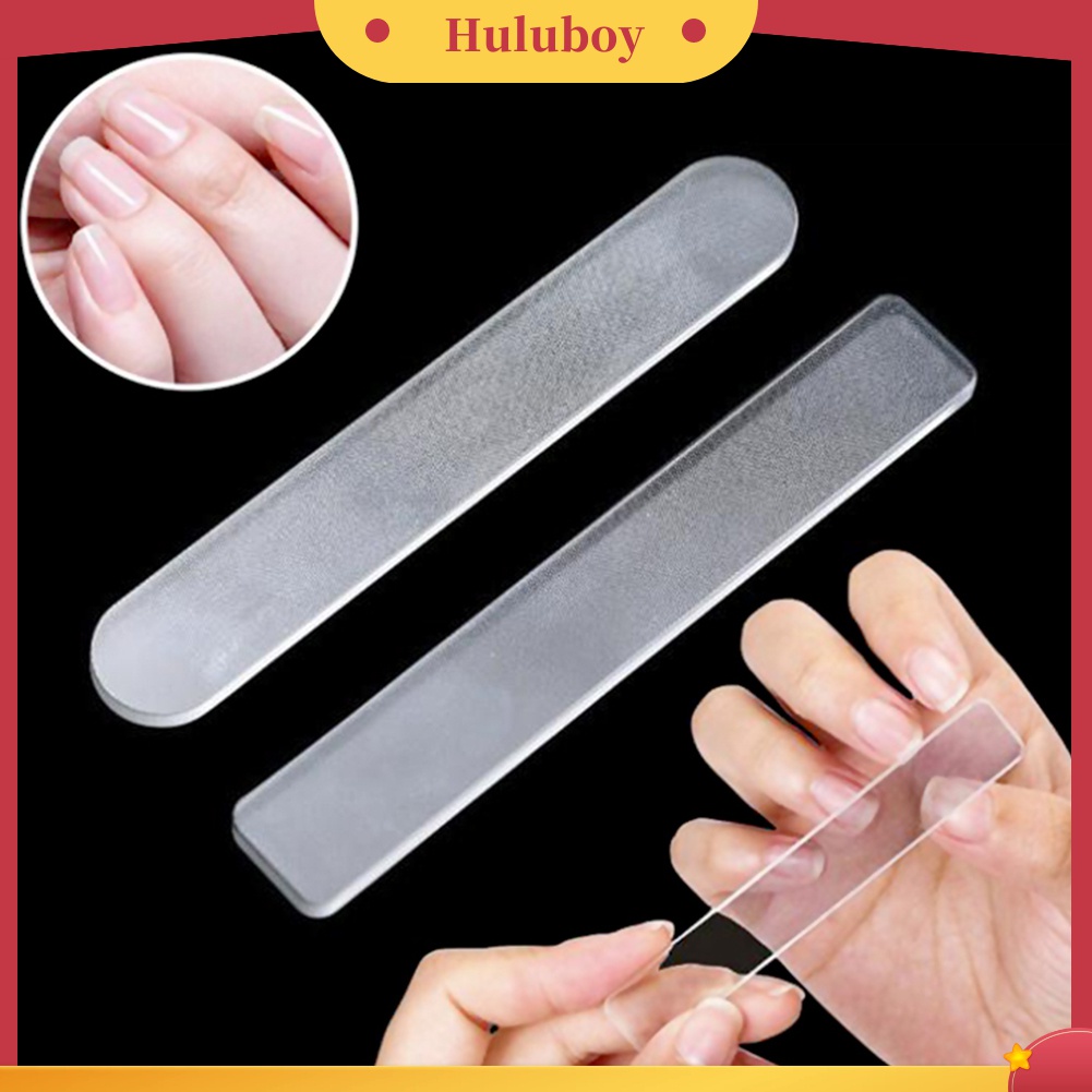 Huluboy Huluboy♡ Alat Kikir Kuku Mini Portable Bentuk Persegi Panjang Bahan Kaca Bening Dengan Kotak Untuk Manicure