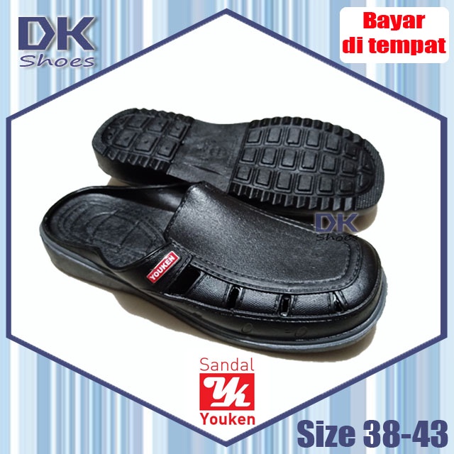 Youken 145 Sandal Selop 38-43 Hitam / Selop Bakpao Baim Karet Karet Laki-laki