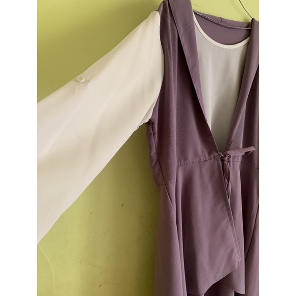 Preloved tunik Panjang polos putih ungu