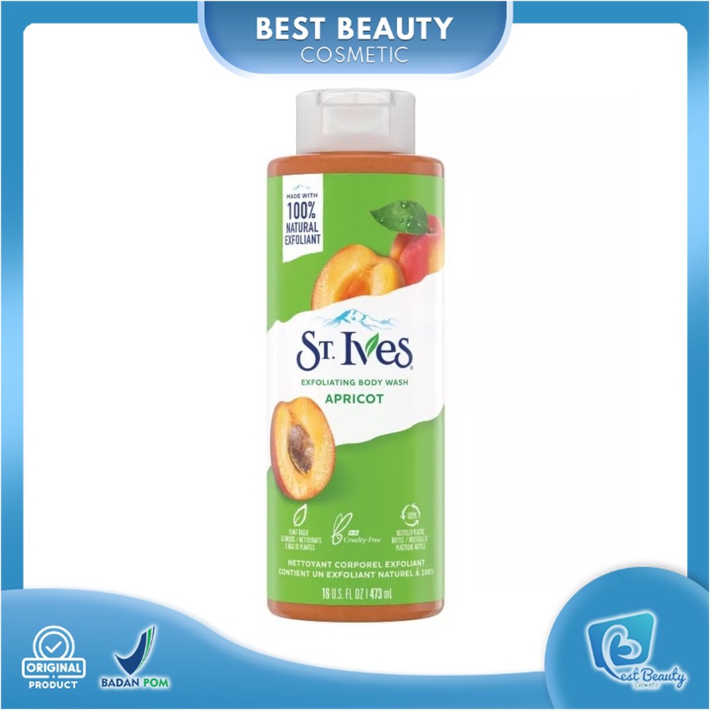 ★ BB ★  St. Ives Body Wash Exfoliating Apricot 473ml - Sabun Mandi Cair