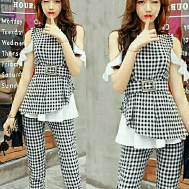 Set 2in1 Valerie Square / Setelan Cewek Gaul / Baju Wanita Modist
