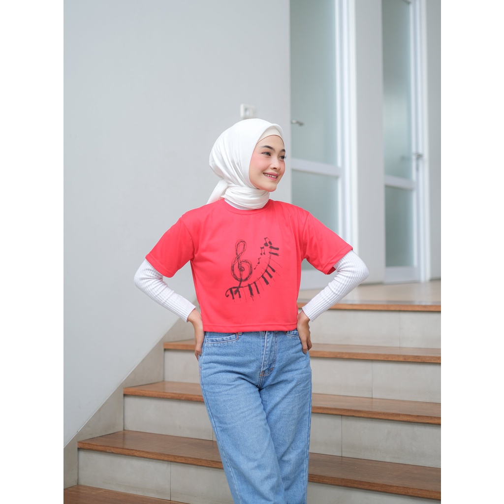 ZAHRA Baju Kaos Crop Oblong Wanita COTTON PIANO | Pakaian Wanita | Atasan CEWEK Crop