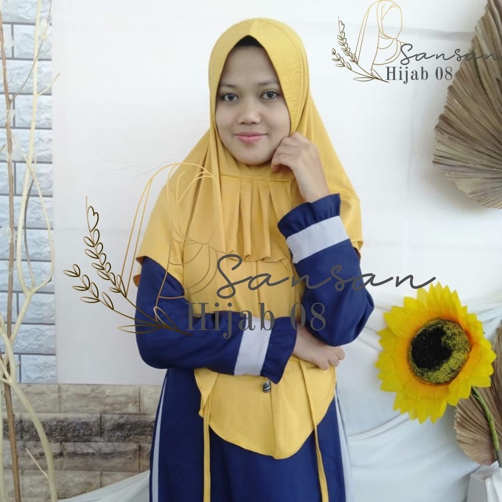 Hijab jilbab Kerudung Khimar Instan Jersey POPPY NIQOB 3 in 1