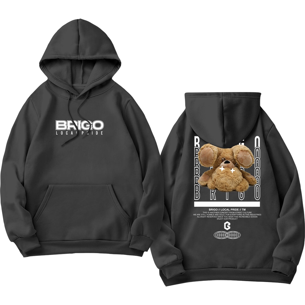 Sweater Hoodie BRIGO Sablon DTF Fleece Cotton || BRIGO Jumper Hoodie Something Bear M-XXL (Pria &amp; Wanita) Free stiker&amp;Gantungan Kunci