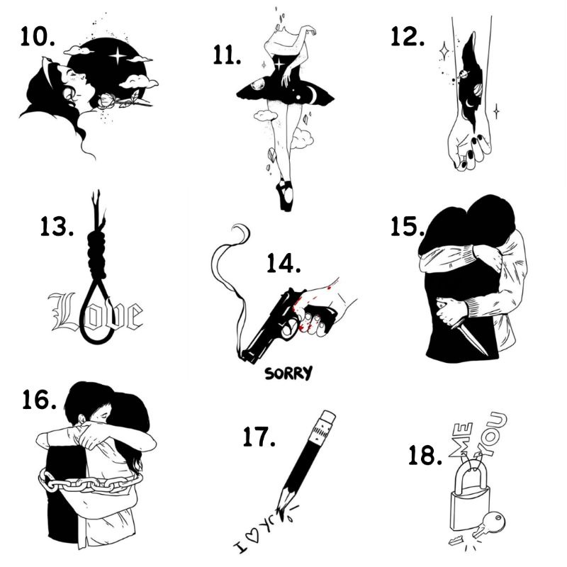 ST17 - STICKY TATTOO TEMPORARY TATO TEMPORER COUPLE PASANGAN SEDIH SAD