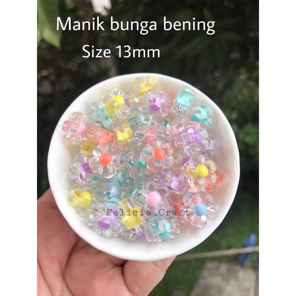 10gr [+/-18pc] Manik Bunga clear isi flower bening transparan candy pastel