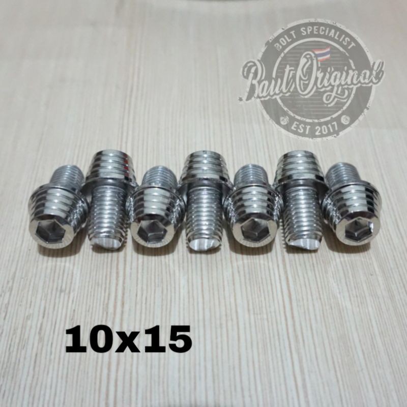 Baut probolt kerucut silver 10x15 drat 14 panjang 1.5cm heng thailand harga satuan