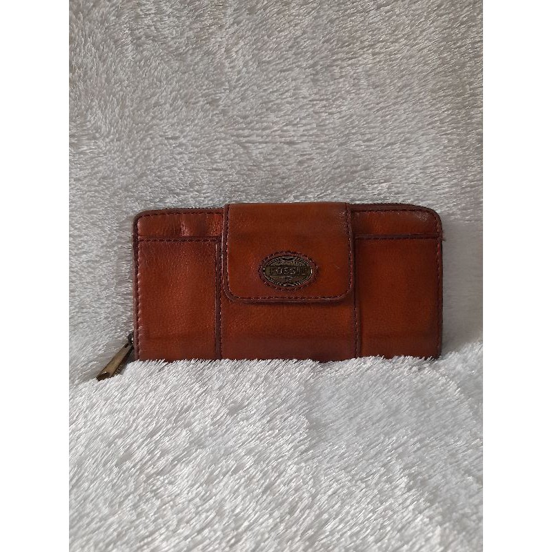 dompet fossil explorer brown/choco orange preloved