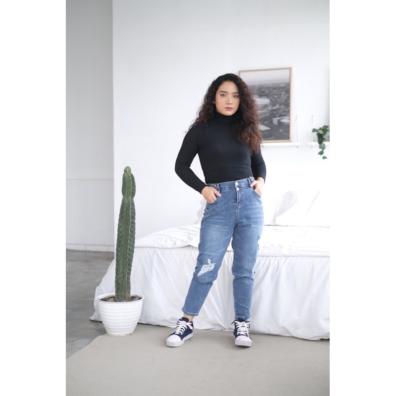 VIERLIN - Jeans 6005 - BOYFRIEND RIPPED JEANS HW