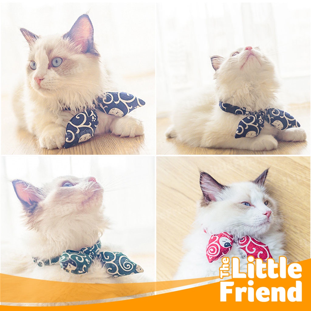 Collar Kalung Dasi Kucing Anjing Japanese Style Adjustable Bisa Diatur