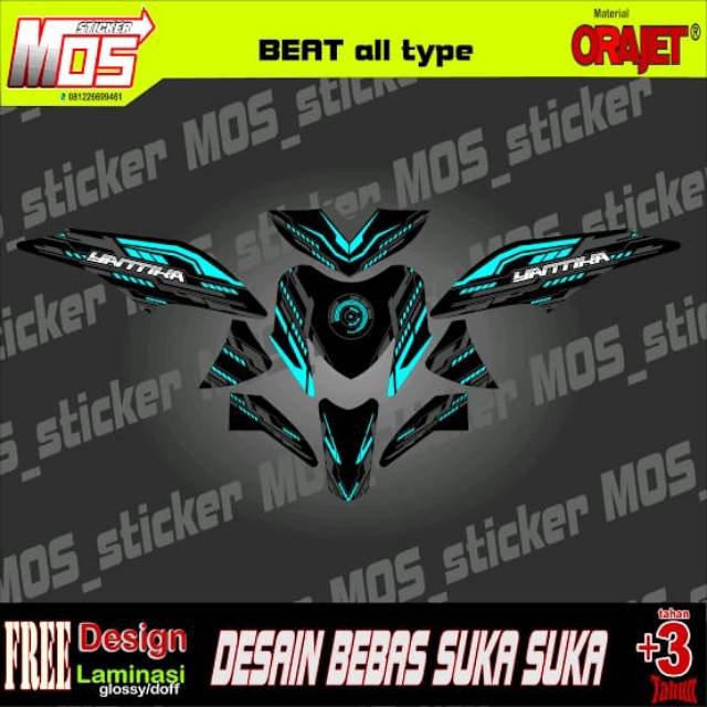 Decal sticker motor Beat Pop Beat Karbu Beat Fi Beat esp Beat Street bisa req tulisan nama dll