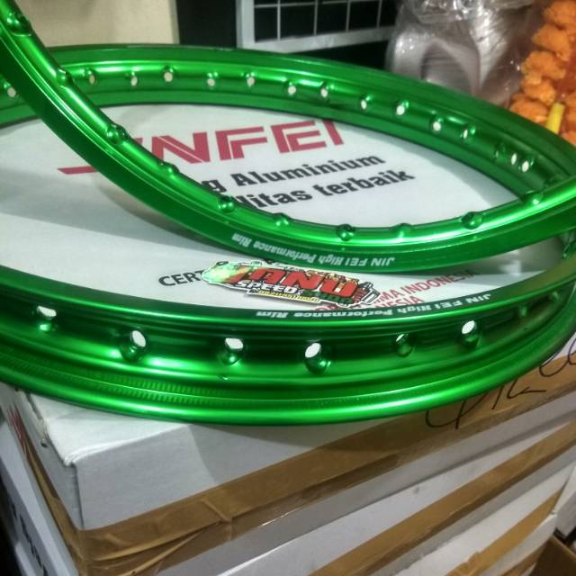 LARIS Velg Jinfei warna hijau ukuran 120 140 ring 17