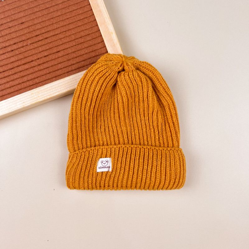 Domikado | Beanie Hat | Beanie hat anak | Topi rajut anak premium-Mustard