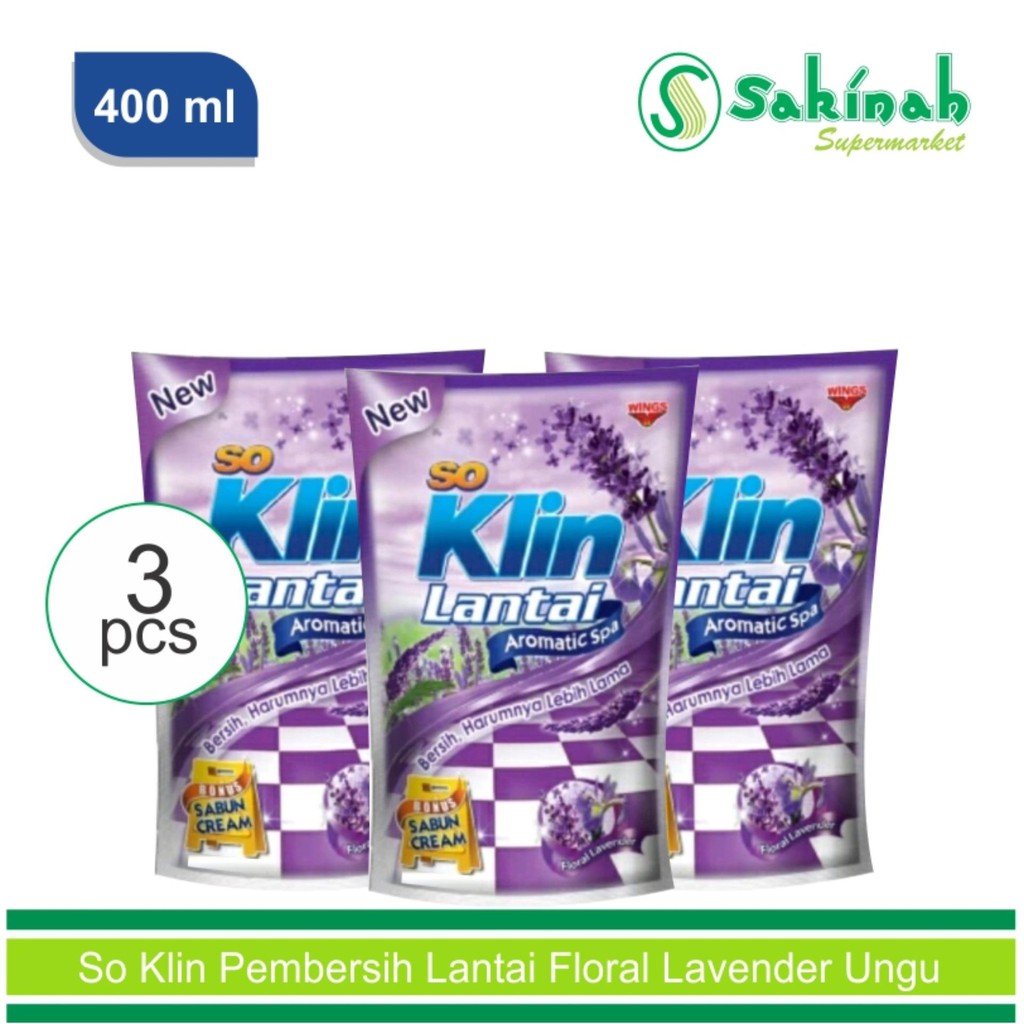 So Klin Pembersih Lantai Floral Lavender 400ml (3pcs)