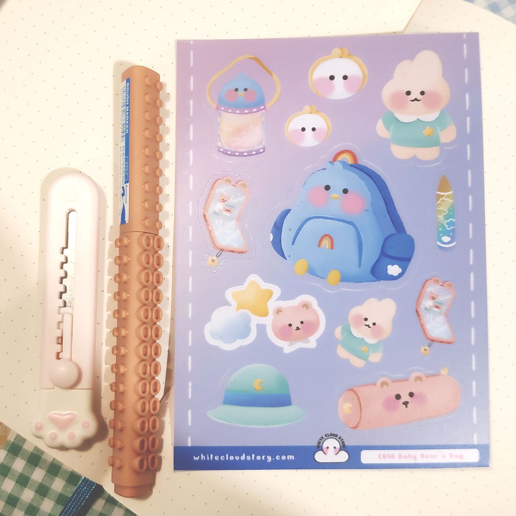 

Baby Bear's Bag Vynil Sticker Sheet Sekolah Back to School Stiker