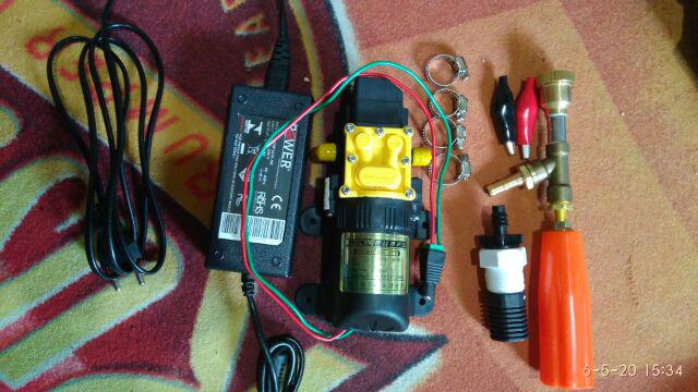 New Upgrade Ongkir 1kg! Pompa Air Dc 12v 250 Psi + Adaptor 10a Cuci Mobil Motor Ac