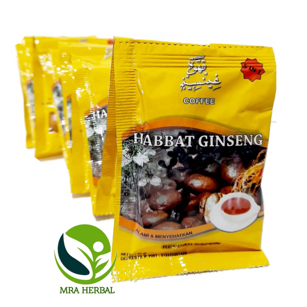 

Kopi 5 in 1 Habbat Gingseng Coffee El-iman per renceng isi 10sachet