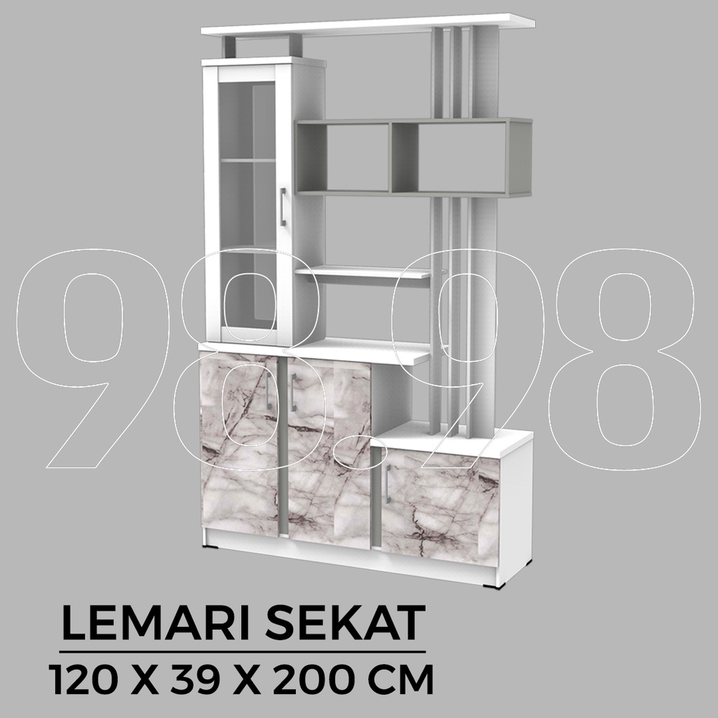 TOPPAN Pembatas Ruangan Motif Marbel - Lemari Sekat Ruangan Danira 120cm - Lemari Hias Minimalis - R