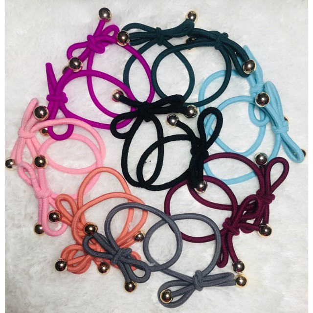 KR 003 IKAT RAMBUT KOREA MUTIARA / KUNCIR RAMBUT 1 LAYER DENGAN MUTIARA GOLD-3