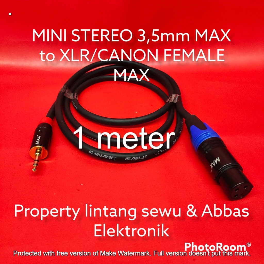 KABEL JEK MINI STEREO MAX TO XLR CANON FEMALE MAX 1 METER