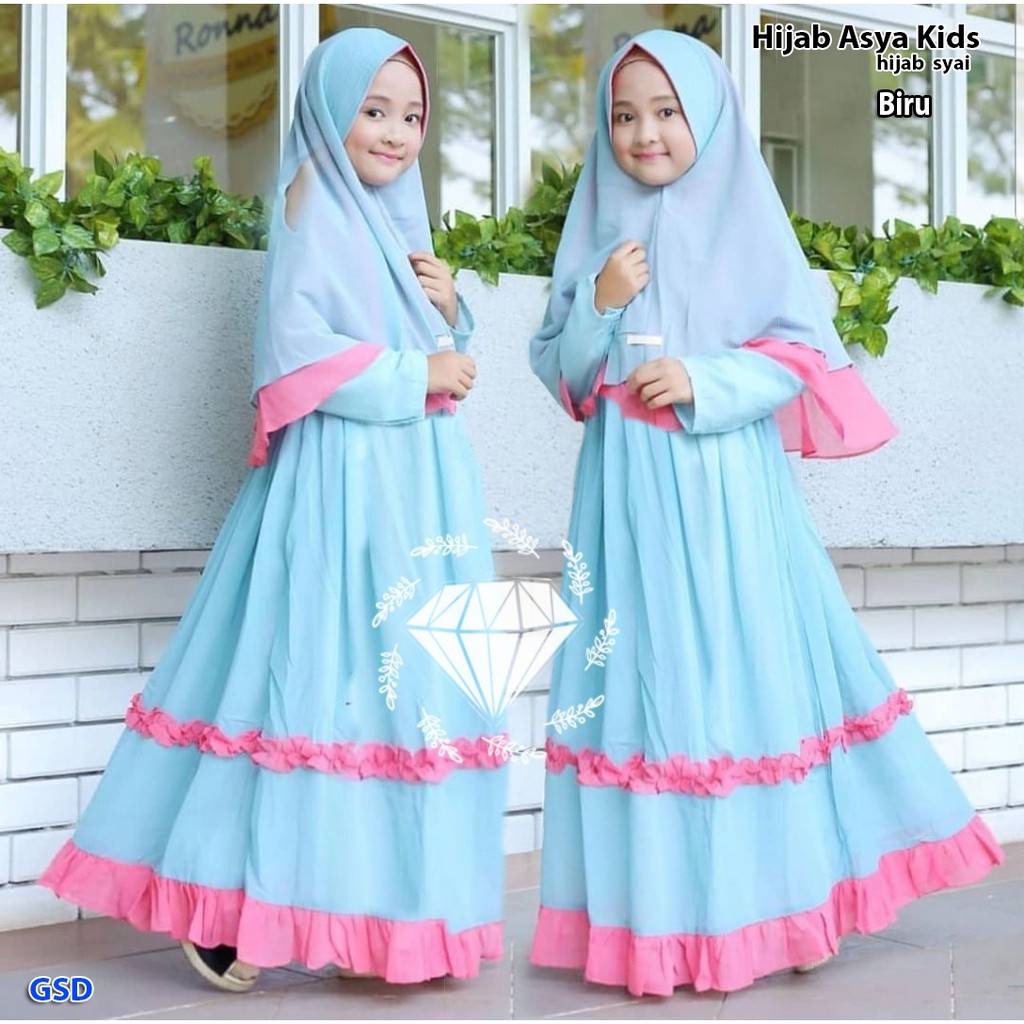 Maxi Dress Muslim Hijab Anak Perempuan Model Terbaru Baju Pesta Muslim Anak Hijab Asya