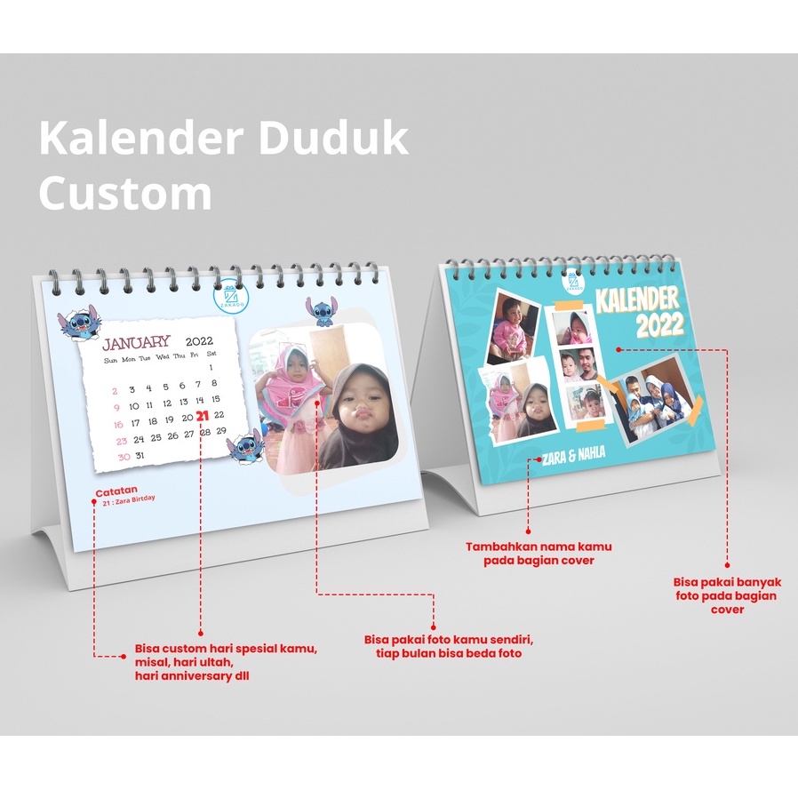 

Kalender duduk meja 2025 kastem pake foto tiap halaman