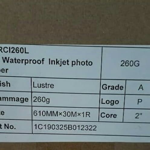 

Kertas Photo Roll Papper RC Luster 260gsm 44"x30m