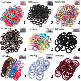 100pcs kantong Karet Rambut  Elastis Bahan Nilon Warna  