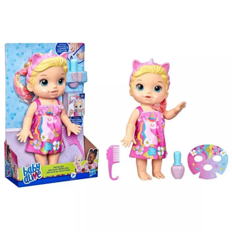 Baby alive glam spa unicorn baby doll original boneka baby alive