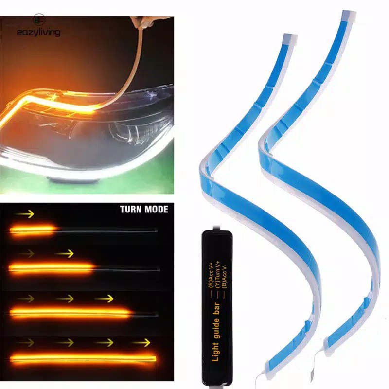 Led DRL Alis Running 30cm 45cm 60cm LED Flexible Tube Style Dynamic Daytime Running Sepasang