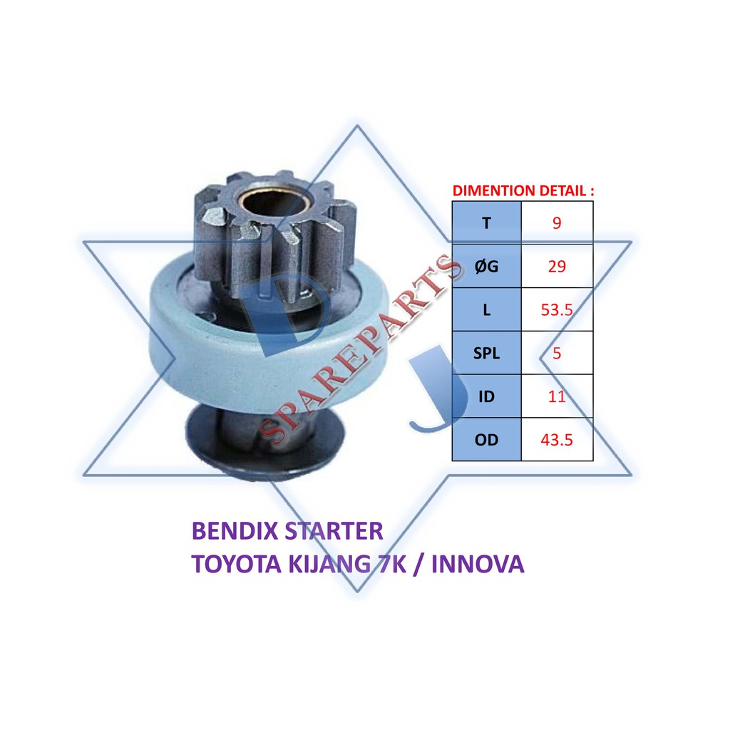 BENDIX STARTER TOYOTA KIJANG 7K INNOVA