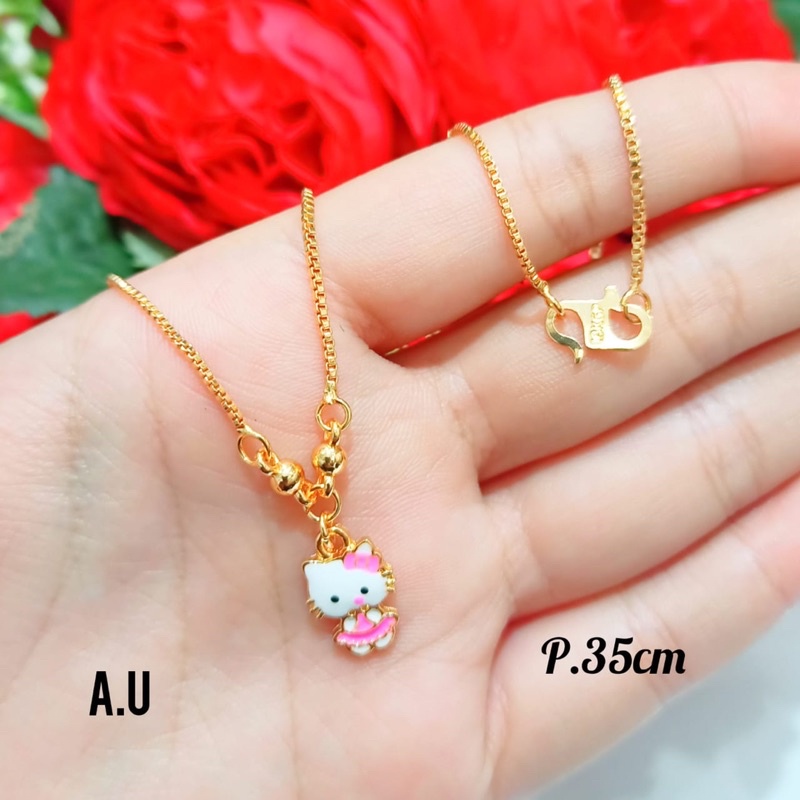 TITANIUM Kalung Xp anak karakter Hello Kity badan pink Gold/ *COD*