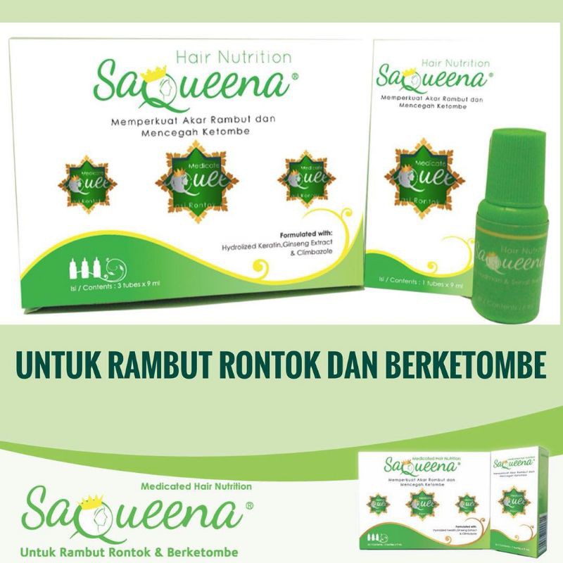 saqueena serum rambut untuk rambut rontok,lepek,dan ketombe