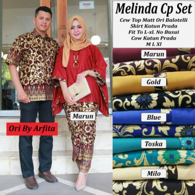 Setelan batik Melinda CP set Couple batik Muslim gamis murah atasan motif bunga
