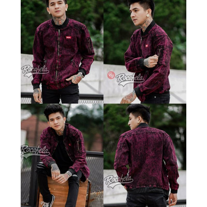 JAKET JEANS BOMBER PRIA ROCAFELA WOSHING TERLARIS/JAKET JEANS BOMBER PRIA TERLARIS/ JEANS BOMBER
