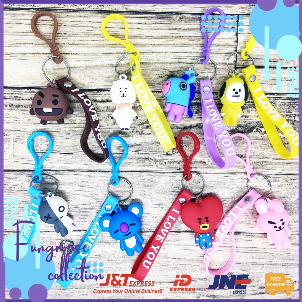 GANTUNGAN KUNCI BT21 TALI MOTIF KARAKTER KARTUN LUCU / GANTUNGAN TAS AKSESORIS / AKSESORIS GANTUNGAN KUNCI / KEYCHAIN