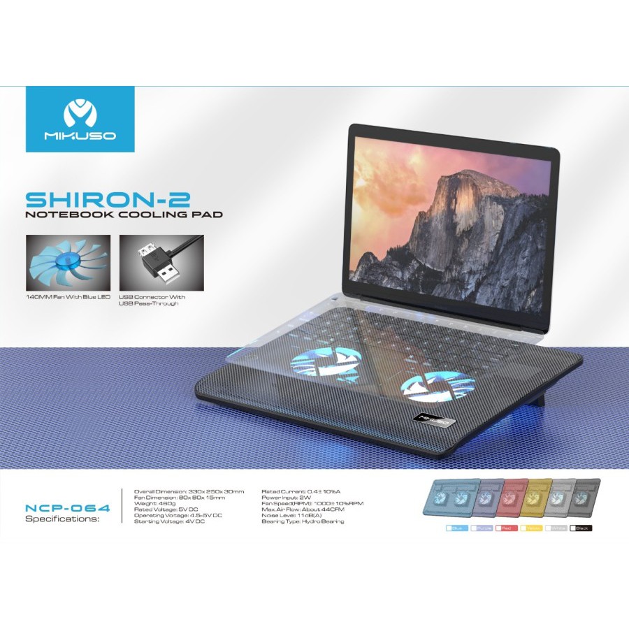 Cooler Pad MIKUSO NCP-064 Shiron-2 Cooling Pad Dual Fan With LED