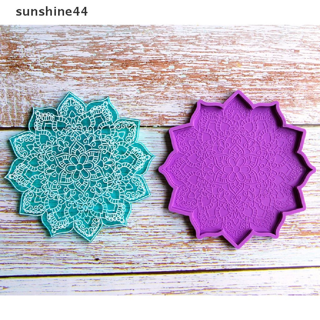 Sunshine Cetakan Epoxy Resin Bentuk Bulat Motif Mandala Bahan Silikon